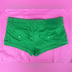 Y2K DOLLHOUSE ULTRA LOW RISE Bright GREEN JEANS Shorts SIZE 1 JUNIORS